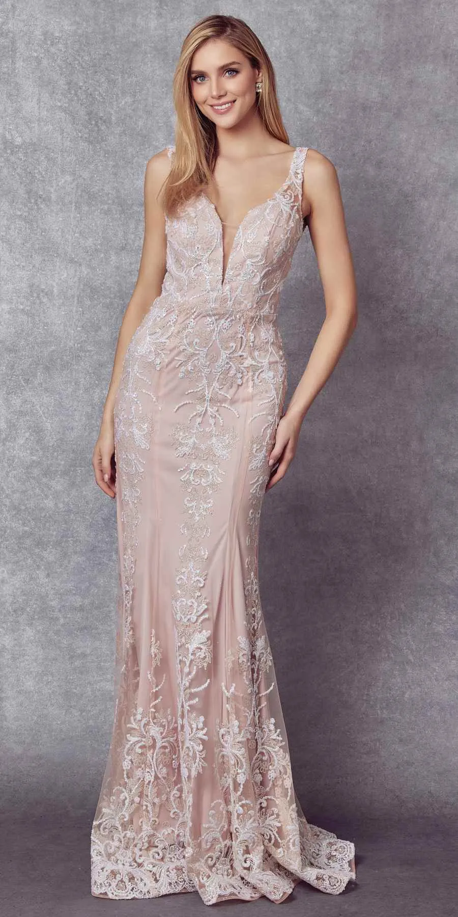 Juliet 277W Fancy Glitter Design Tulle Mermaid Wedding Dress