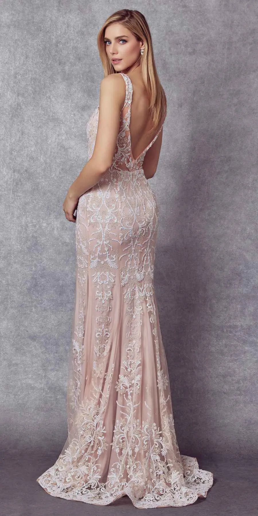 Juliet 277W Fancy Glitter Design Tulle Mermaid Wedding Dress