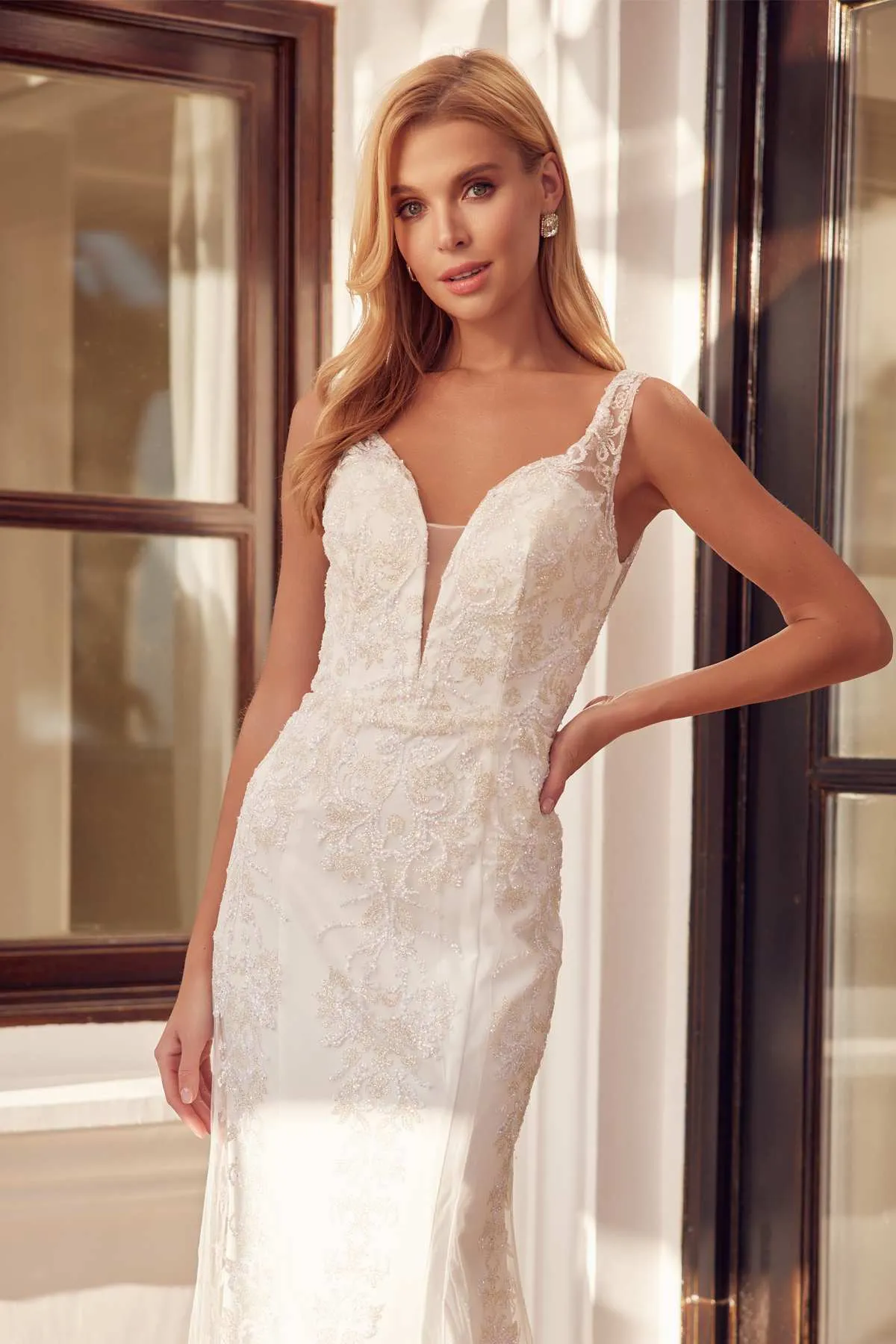 Juliet 277W Fancy Glitter Design Tulle Mermaid Wedding Dress