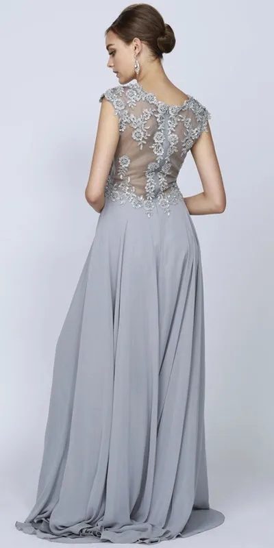 Juliet 585 A-Line Gown Cap Sleeve Empire Waist Full Length