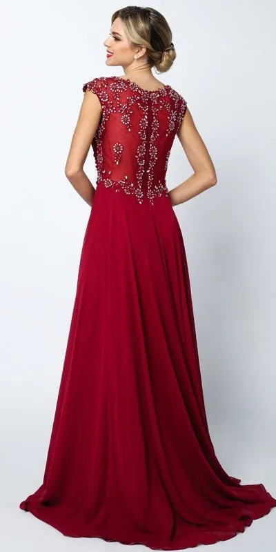 Juliet 585 A-Line Gown Cap Sleeve Empire Waist Full Length