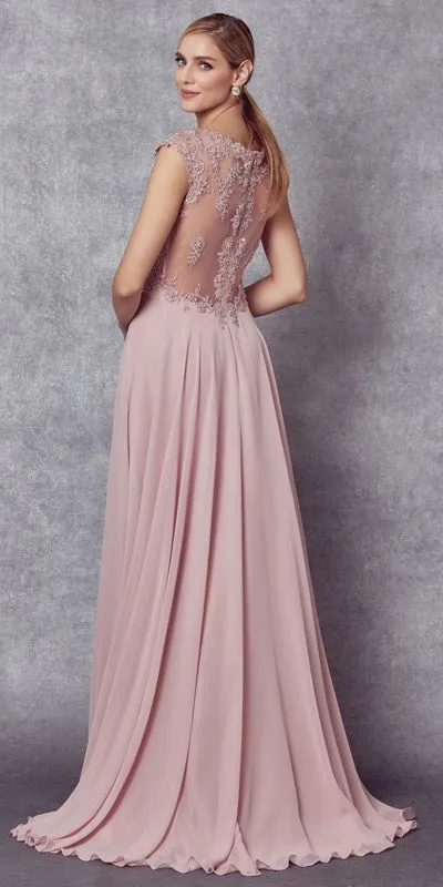 Juliet 585 A-Line Gown Cap Sleeve Empire Waist Full Length