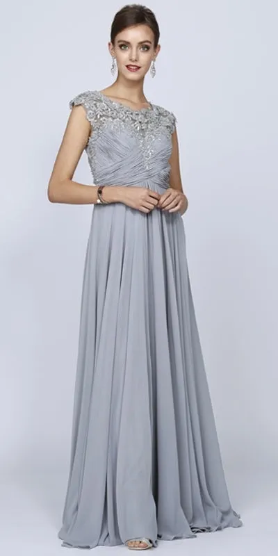 Juliet 585 A-Line Gown Cap Sleeve Empire Waist Full Length