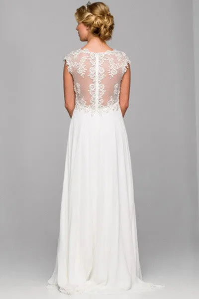 Juliet 585 A-Line Gown Cap Sleeve Empire Waist Full Length