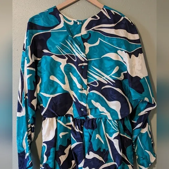 Junnie Leigh Vintage Tiered Silk Print Dress Size 10
