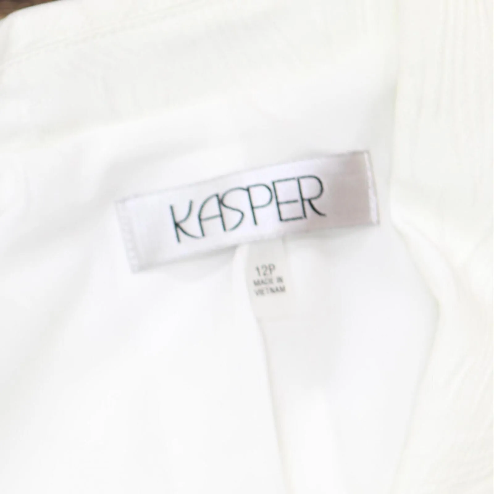 Kasper Petite 3/4 Sleeve Texture Jacquard Shawl Collar Peplum Jacket White 12P
