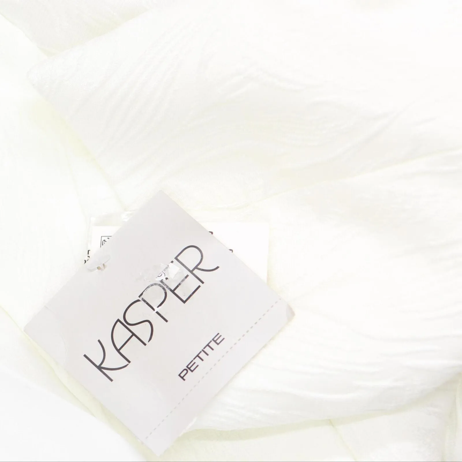 Kasper Petite 3/4 Sleeve Texture Jacquard Shawl Collar Peplum Jacket White 12P
