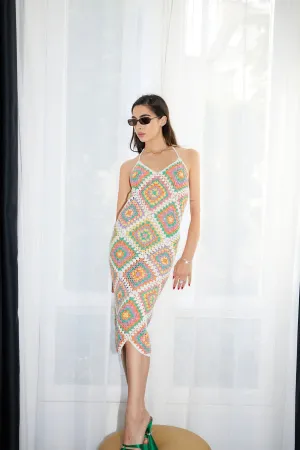 Katerina Crochet And Sequin Luxe Multi Coloured Dress