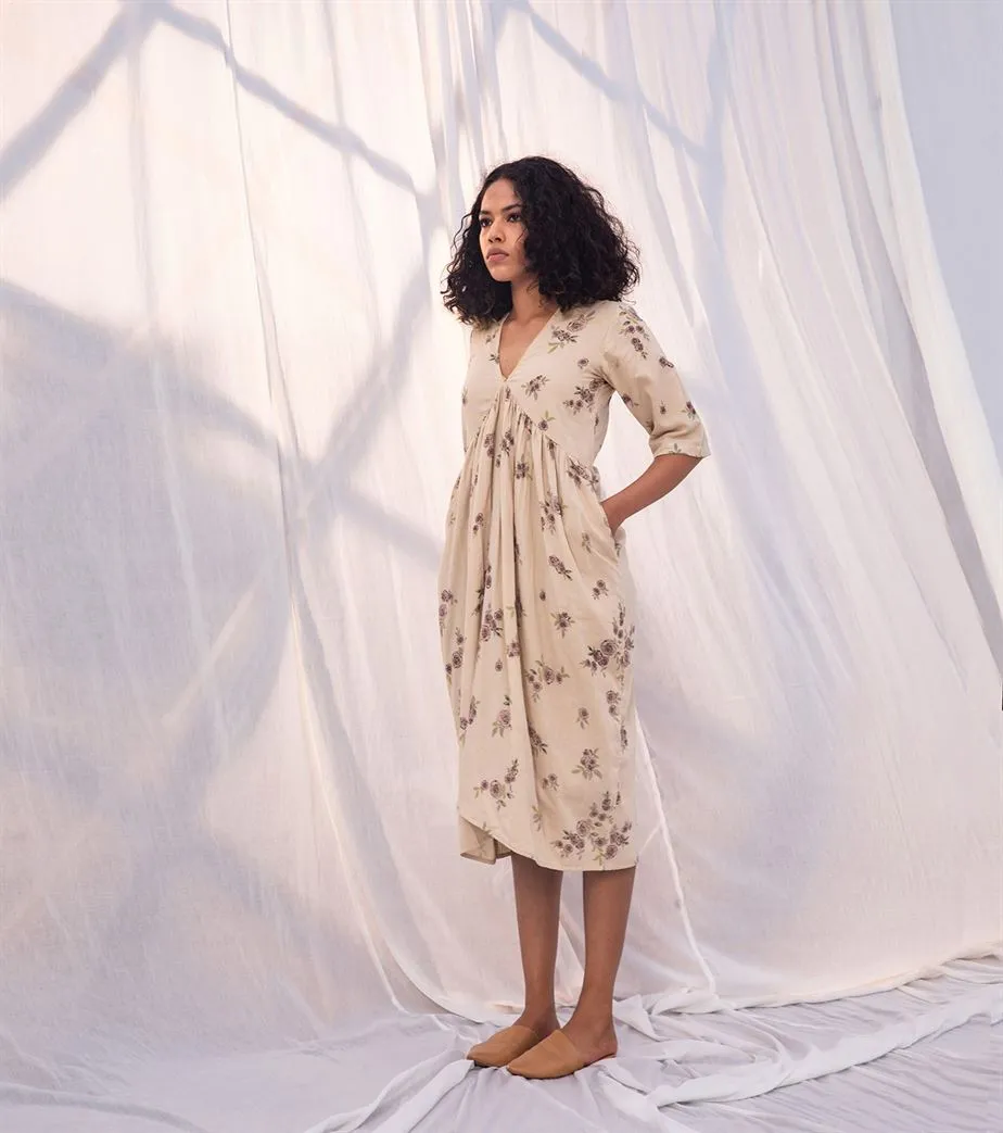 Khara Kapas   I   Terra Dress     Sienna Collection Cream Floral KK-PF21-03