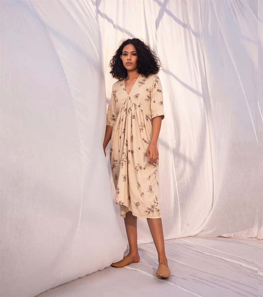 Khara Kapas   I   Terra Dress     Sienna Collection Cream Floral KK-PF21-03