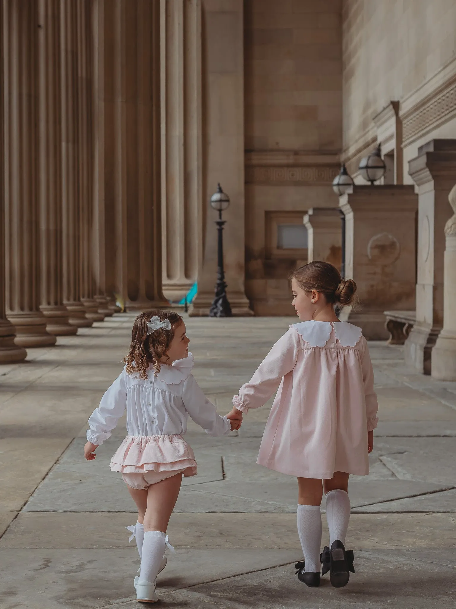'Kitty' pink scallop collar babycord dress