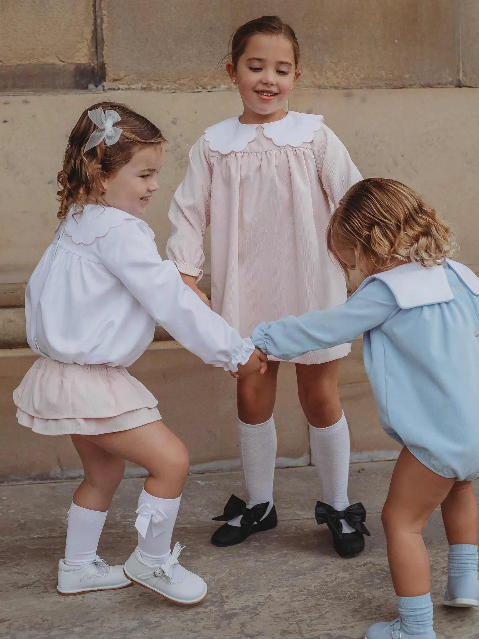 'Kitty' pink scallop collar babycord dress