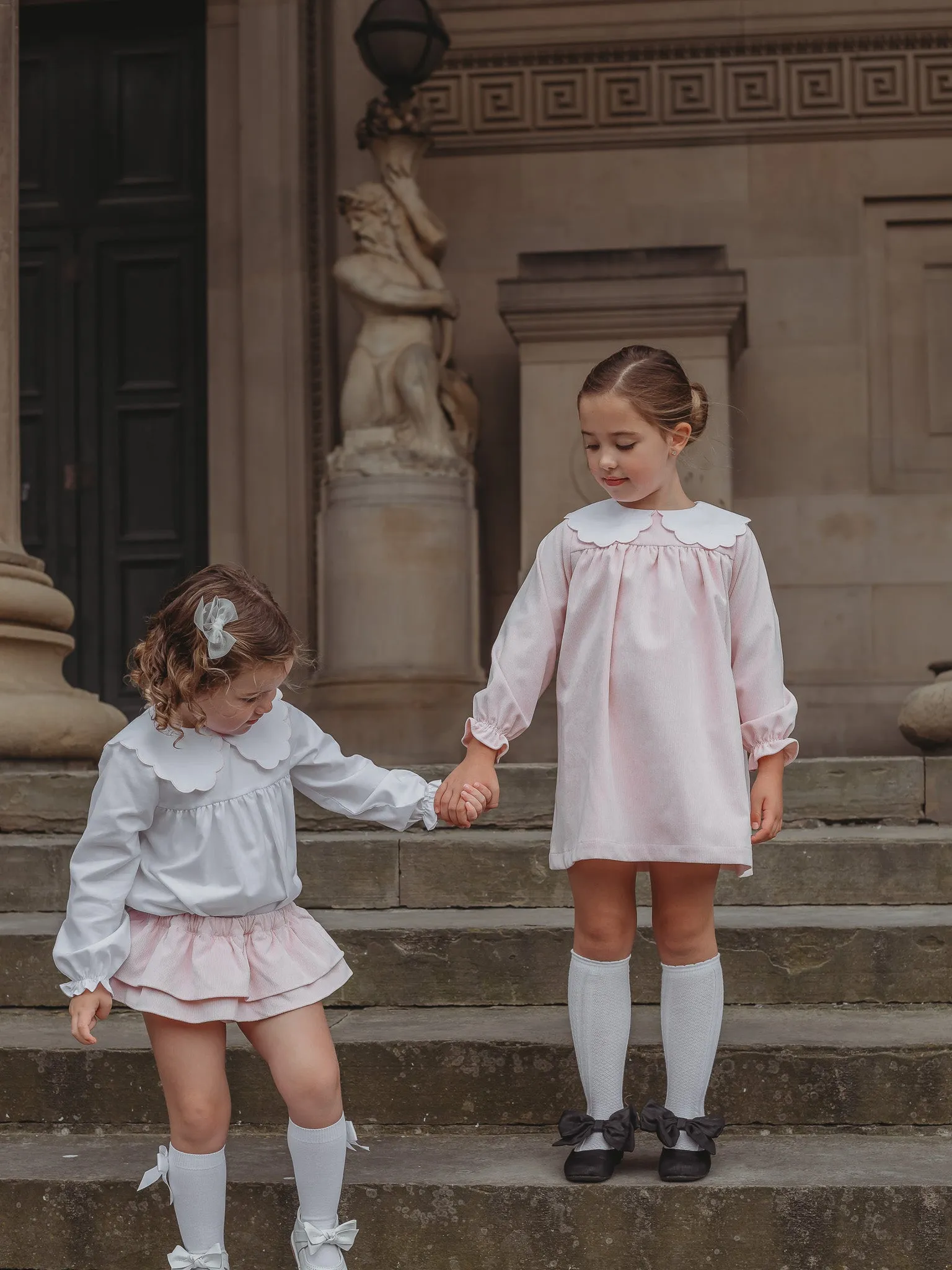 'Kitty' pink scallop collar babycord dress
