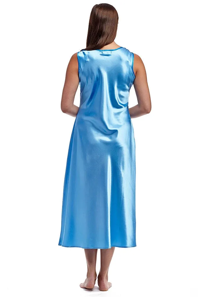 La Cera Purple Satin Long Nightgown Dress