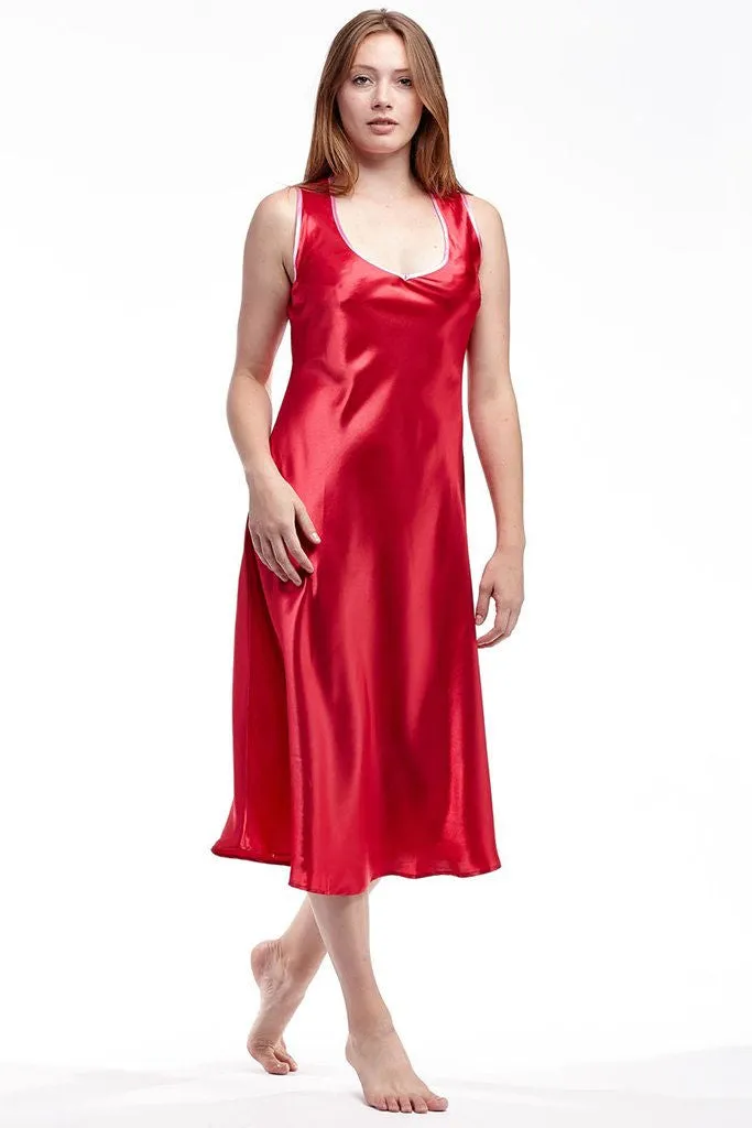 La Cera Purple Satin Long Nightgown Dress