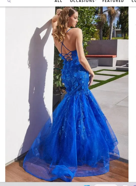 LA Divine BY Cinderella CM328 Floral Applique Mermaid Gown
