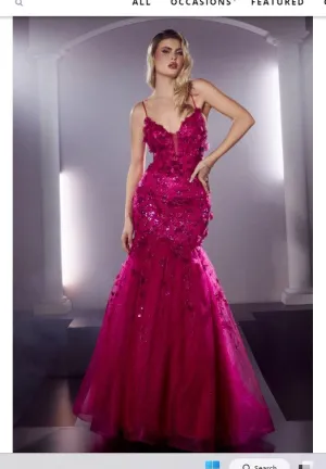 LA Divine BY Cinderella CM328 Floral Applique Mermaid Gown
