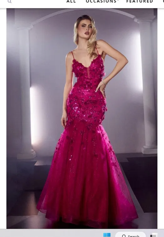 LA Divine BY Cinderella CM328 Floral Applique Mermaid Gown