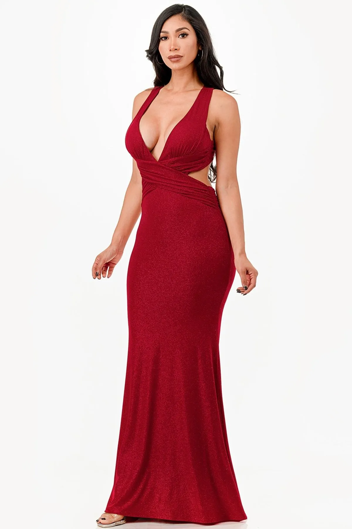 La Scala 26063 Dress Long V-Neckline Halter Top Gown
