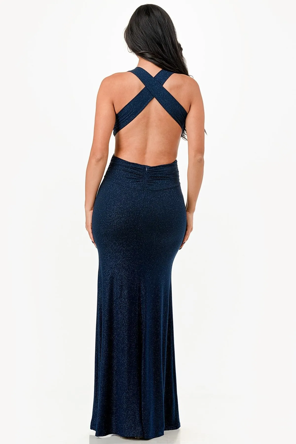 La Scala 26063 Dress Long V-Neckline Halter Top Gown