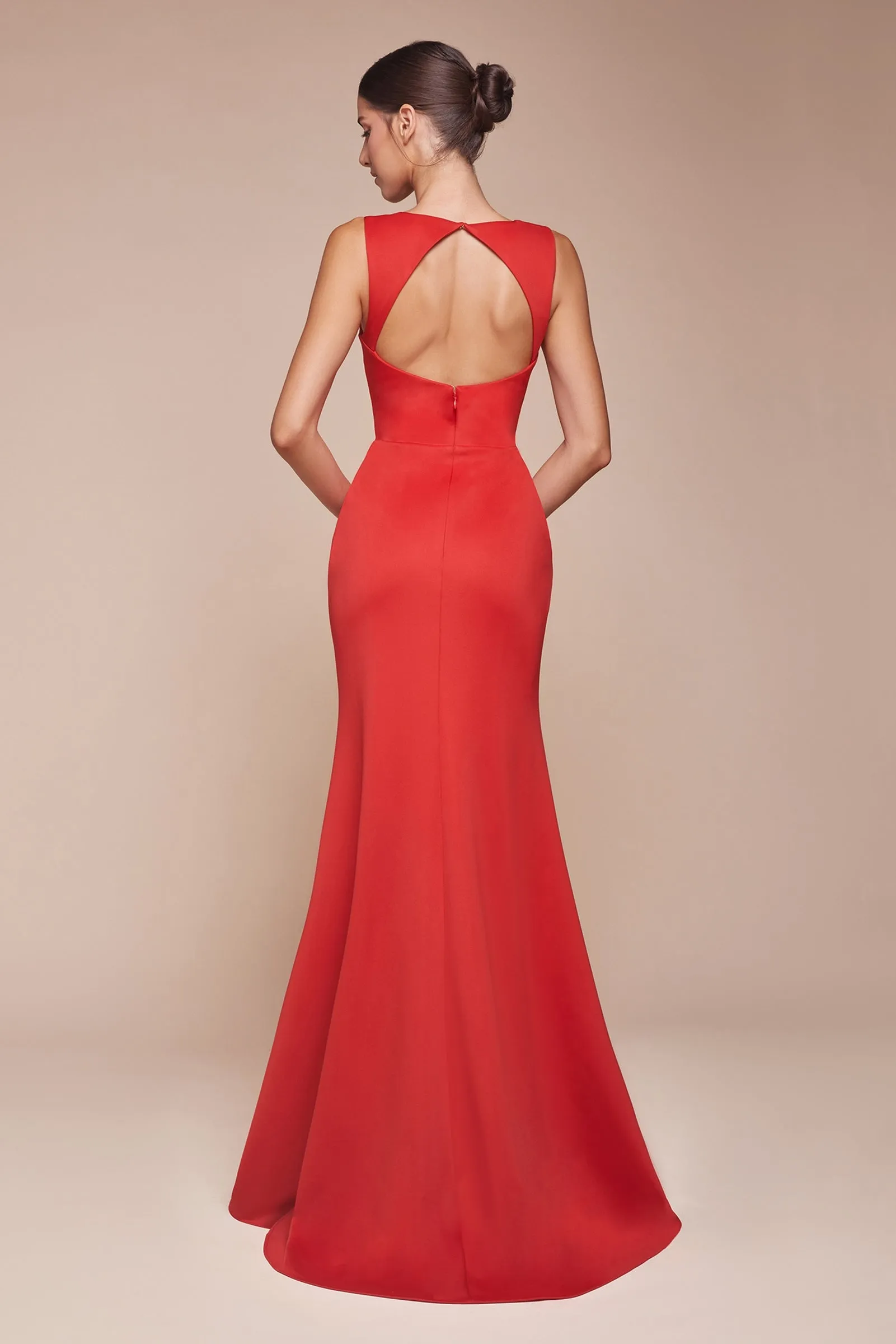 Ladivine CH395 Long Sleeveless V-Neckline Chiffon Dress