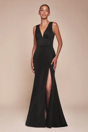 Ladivine CH395 Long Sleeveless V-Neckline Chiffon Dress