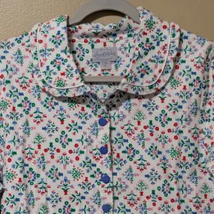 Lanz of Salzburg folk art floral Peter Pan Flannel Gown size Medium cottage
