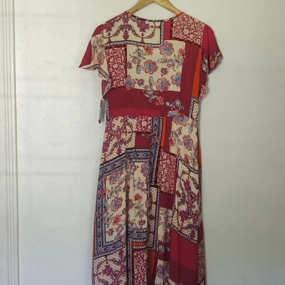 Lapis Boho patchwork fit and flare dress sz lg