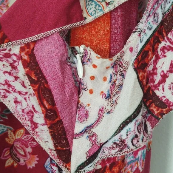 Lapis Boho patchwork fit and flare dress sz lg