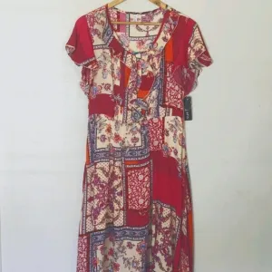 Lapis Boho patchwork fit and flare dress sz lg