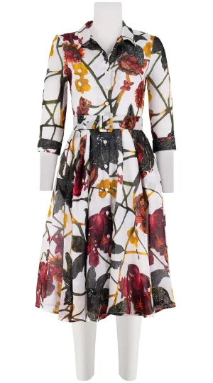 Laurent Dress Shirt Collar 3/4 Sleeve Long Length Linen (Black Lily New)