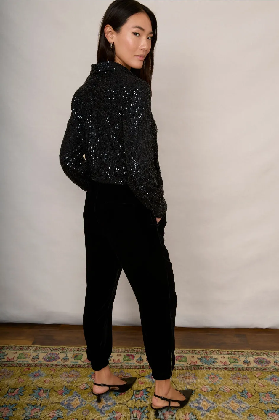 Libby Sequin Shirt - Blue/Black
