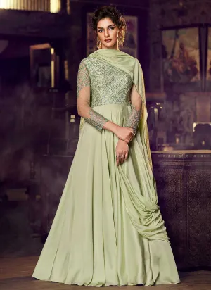 Light Green Embroidered Anarkali Style Gown