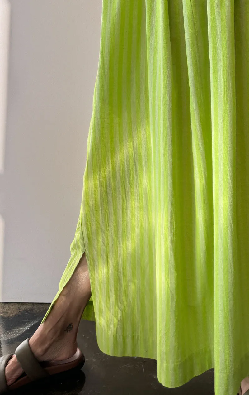 Lime drawstring stripe dress-sale