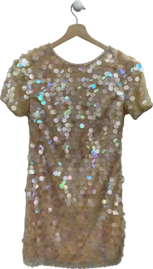 Lipsy Gold Sequin Embellished Mini Dress UK 8