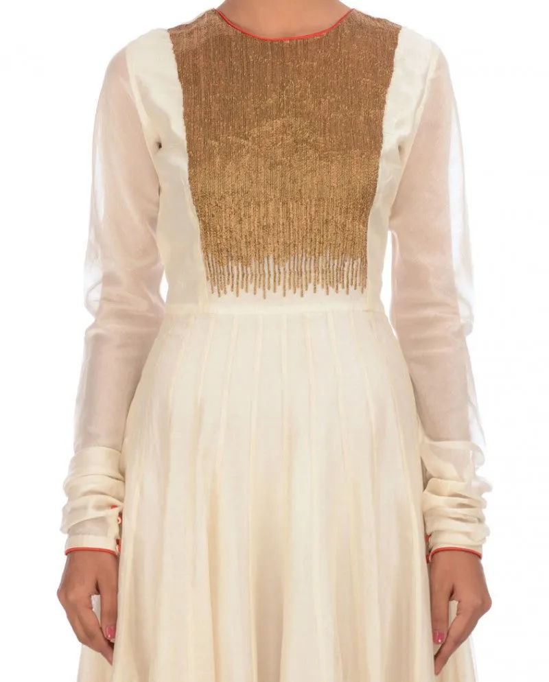 Long anarkali suit in white color