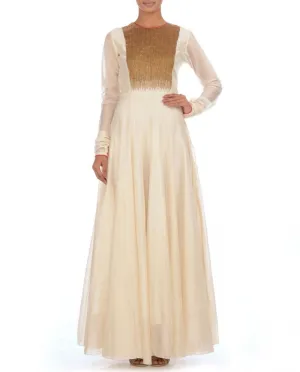 Long anarkali suit in white color
