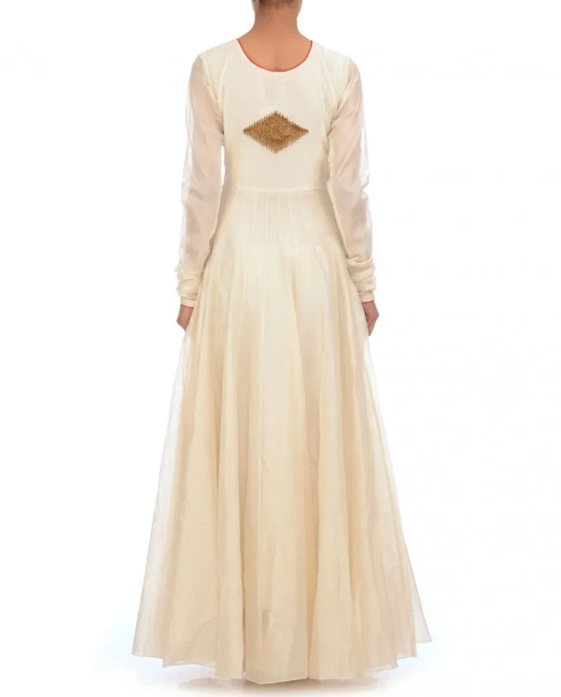 Long anarkali suit in white color