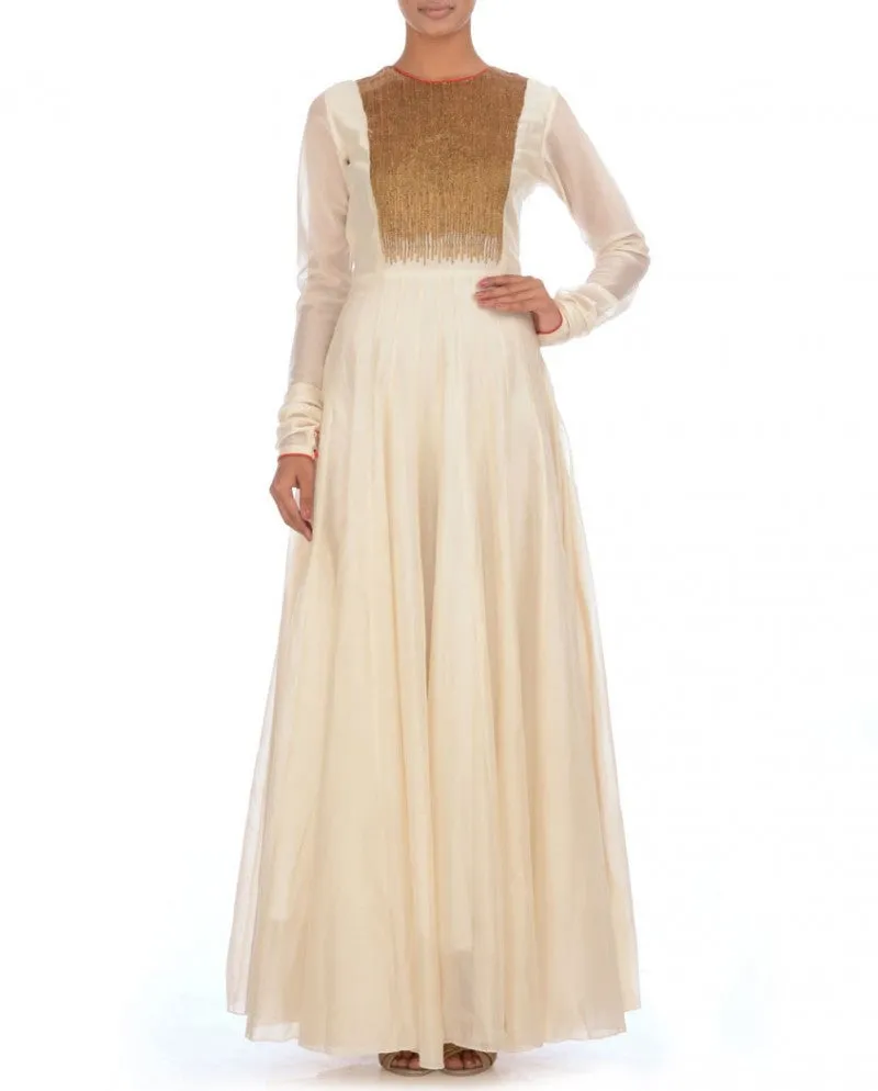 Long anarkali suit in white color