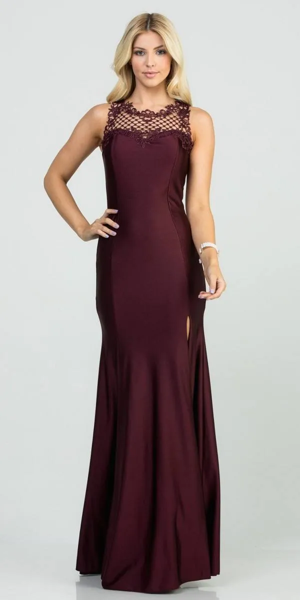 Long Fitted Prom Gown Cut-Out Back with Slit
