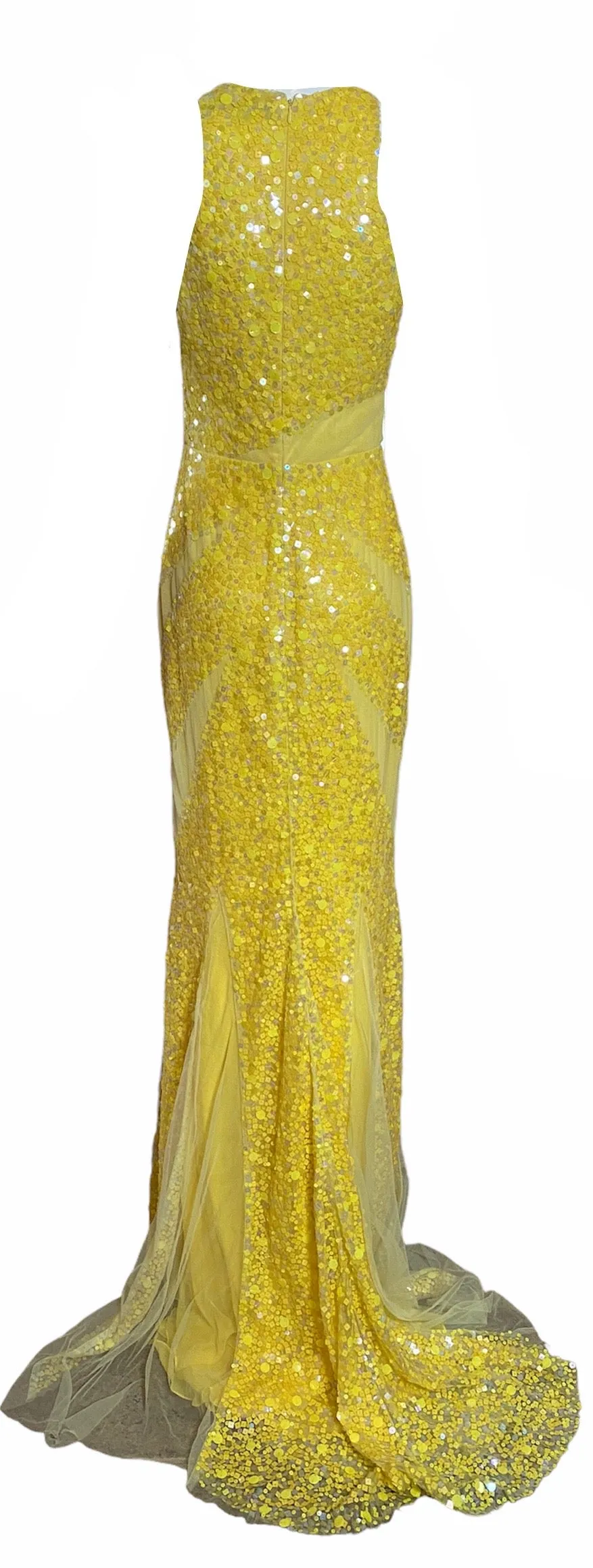Lorena Sarbu Spectacular Yellow Sequin Red Carpet Gown