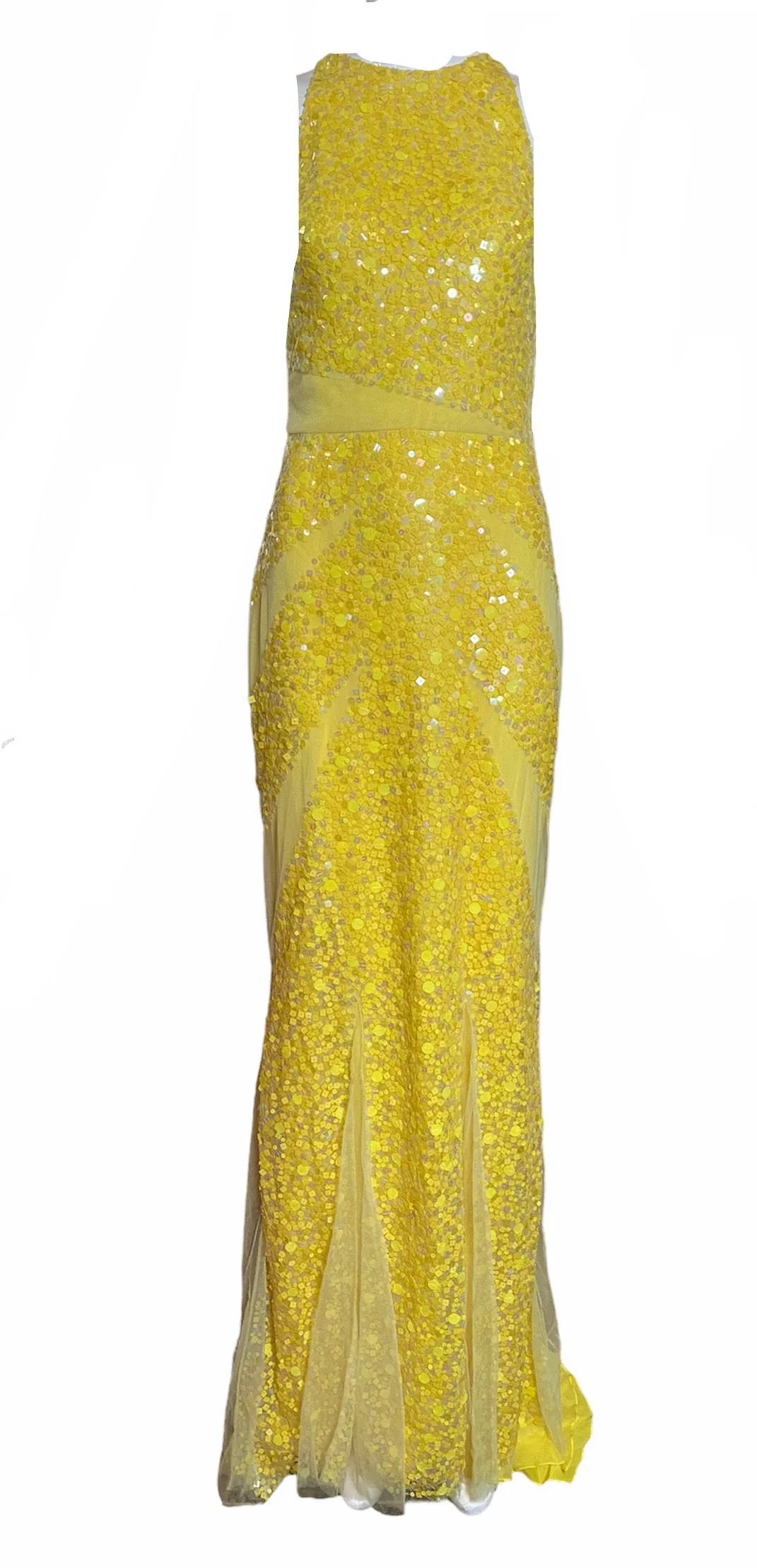 Lorena Sarbu Spectacular Yellow Sequin Red Carpet Gown