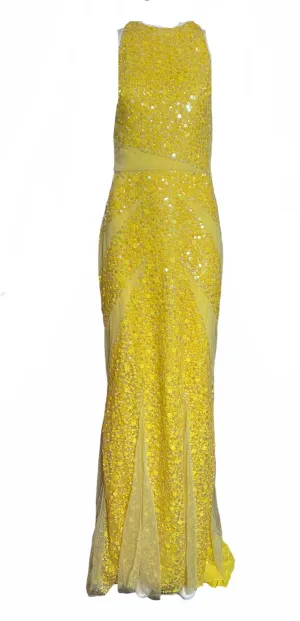 Lorena Sarbu Spectacular Yellow Sequin Red Carpet Gown