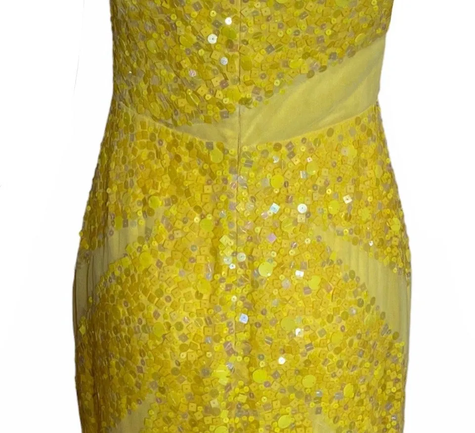 Lorena Sarbu Spectacular Yellow Sequin Red Carpet Gown