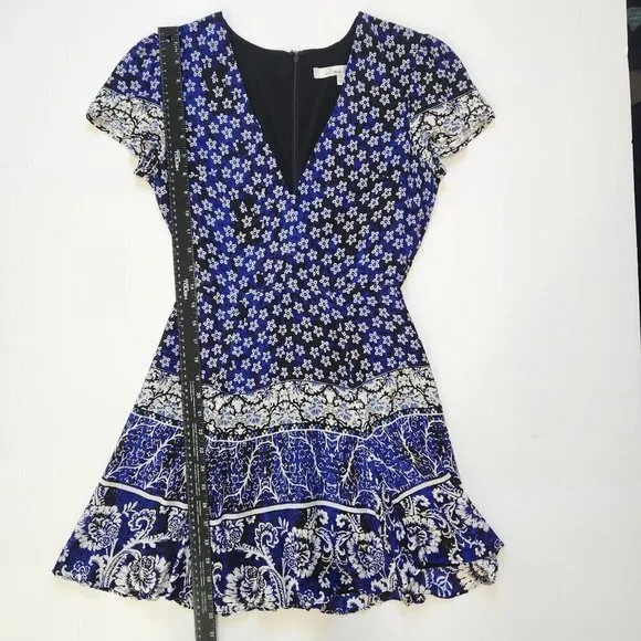 Lovers   Friends Cassidy V-Neck Mini Dress Size XS Paisley Black Blue