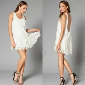 Lovers   Friends Gwen Babydoll Lace Flounce Mini Dress Women's Size Medium
