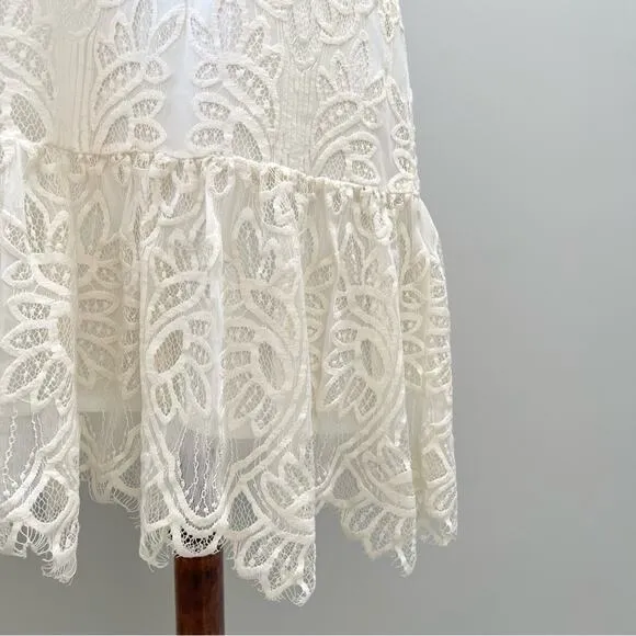 Lovers   Friends Gwen Babydoll Lace Flounce Mini Dress Women's Size Medium