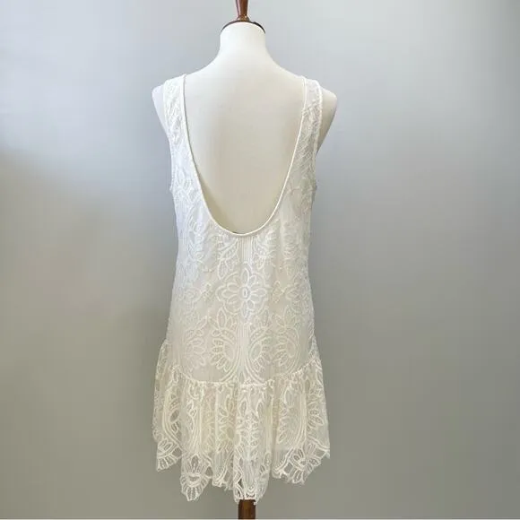 Lovers   Friends Gwen Babydoll Lace Flounce Mini Dress Women's Size Medium