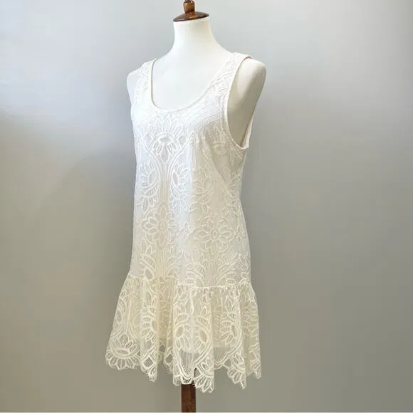 Lovers   Friends Gwen Babydoll Lace Flounce Mini Dress Women's Size Medium