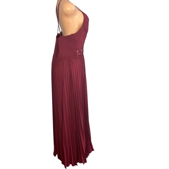 Lulus Loving You Forever Burgundy Sequin Lace Pleated Maxi Dress